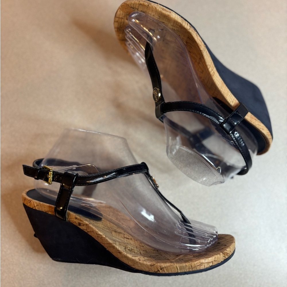 Lauren Ralph Lauren Logo Medallion  Navy Cork Sandals
